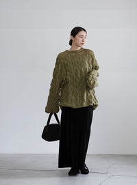 モヘアライクドロップ編みオーバーニット