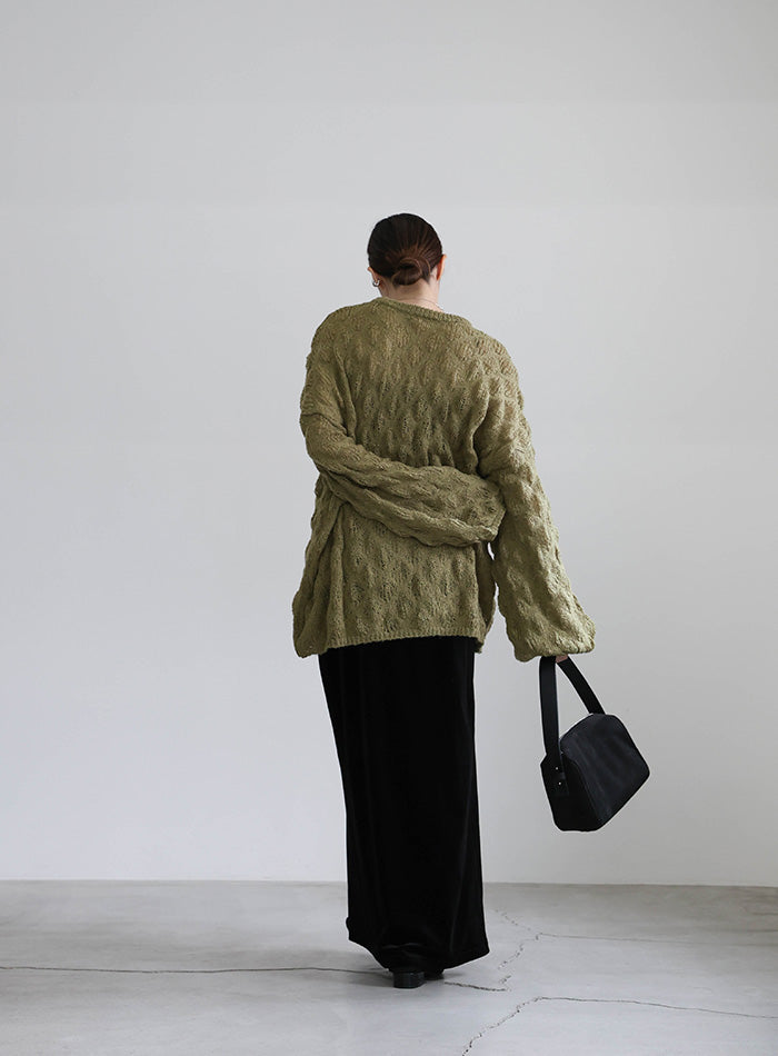 モヘアライクドロップ編みオーバーニット