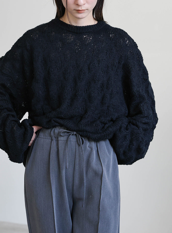 モヘアライクドロップ編みオーバーニット