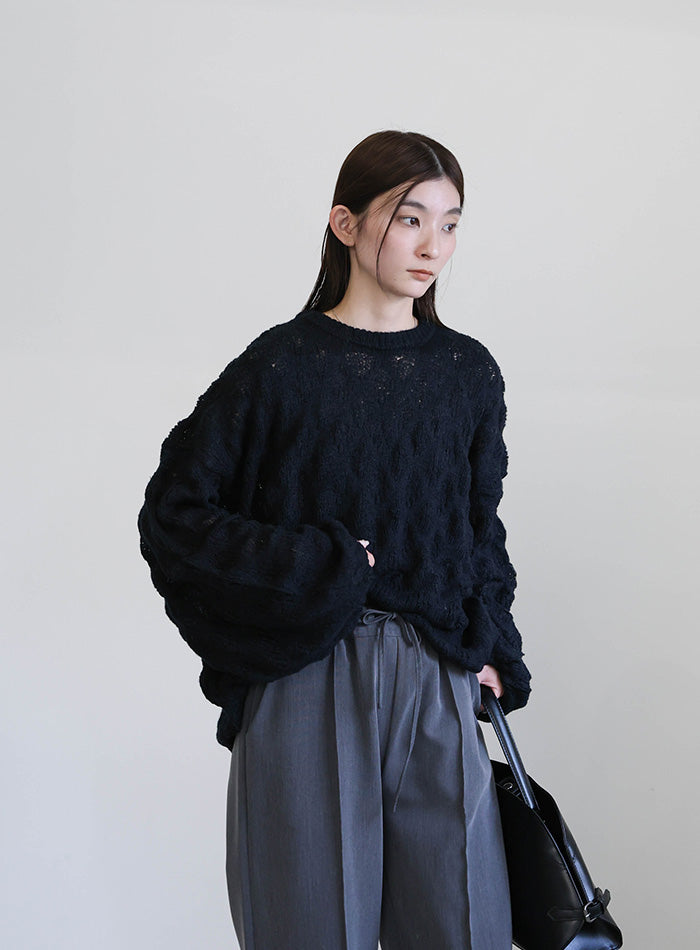 モヘアライクドロップ編みオーバーニット