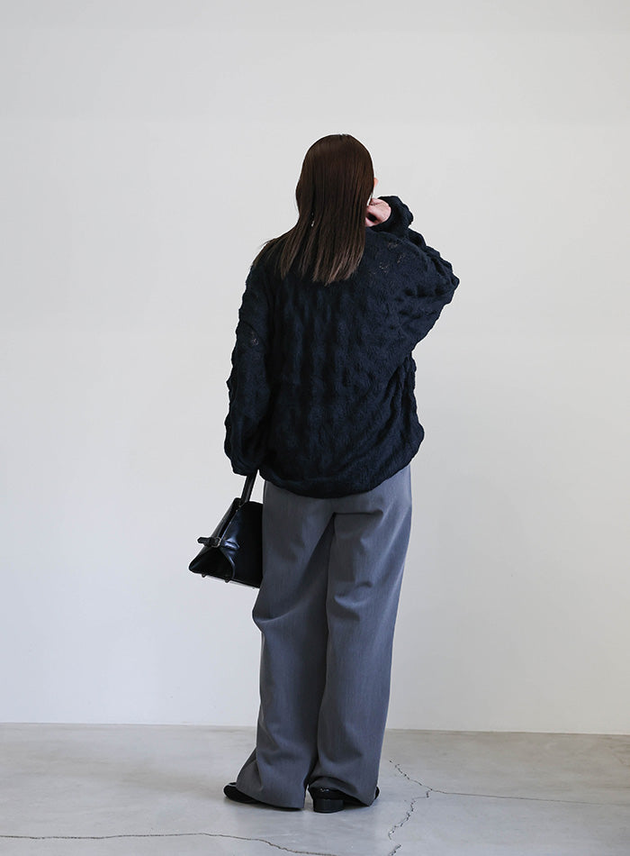 モヘアライクドロップ編みオーバーニット