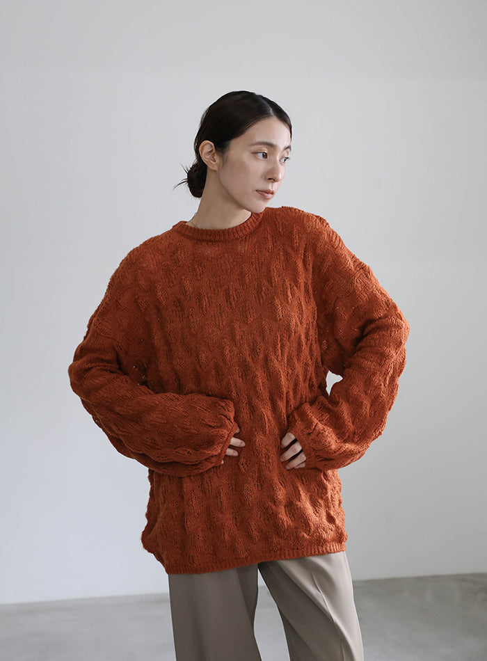 モヘアライクドロップ編みオーバーニット