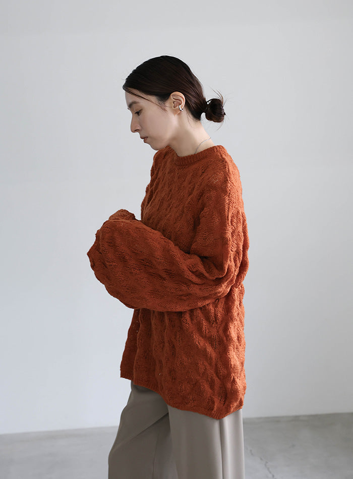 モヘアライクドロップ編みオーバーニット