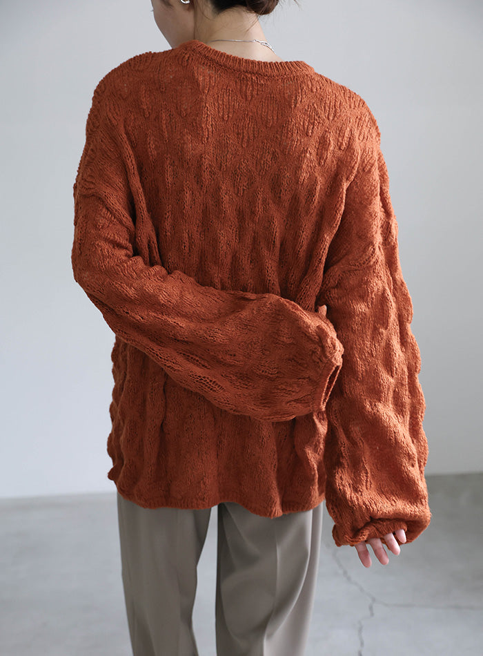 モヘアライクドロップ編みオーバーニット