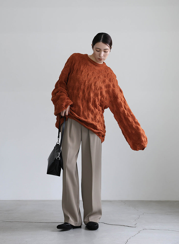 モヘアライクドロップ編みオーバーニット