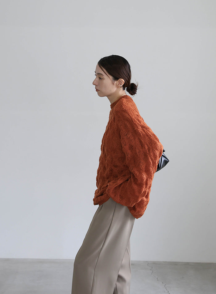 モヘアライクドロップ編みオーバーニット