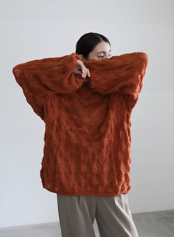 モヘアライクドロップ編みオーバーニット