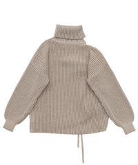 シャーリングデザインタートルニット