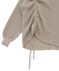 シャーリングデザインタートルニット