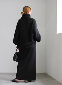 シャーリングデザインタートルニット