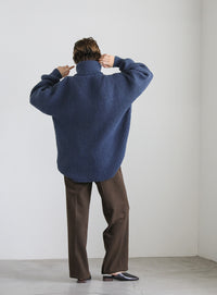 シャーリングデザインタートルニット