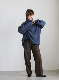 シャーリングデザインタートルニット