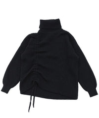 シャーリングデザインタートルニット