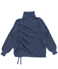 シャーリングデザインタートルニット