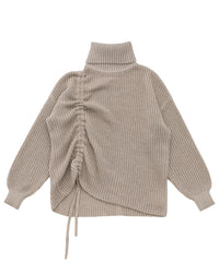 シャーリングデザインタートルニット