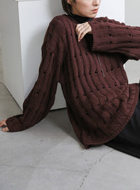 クラッシュワイドリブオーバーニット【SALE】