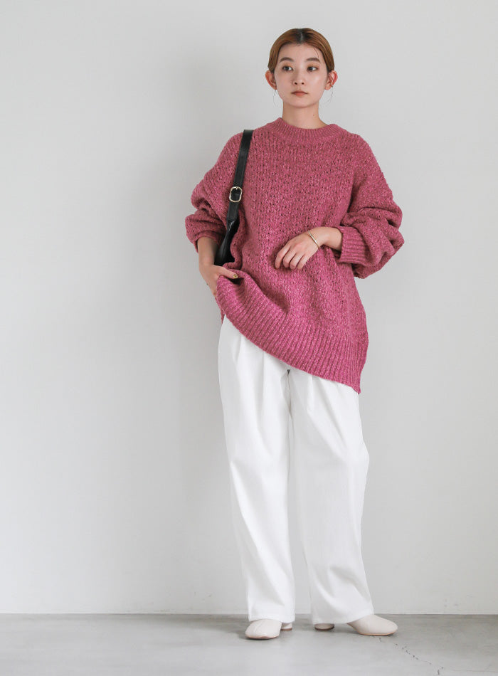 メランジヤーンクルーネックオーバーニット【official限定】