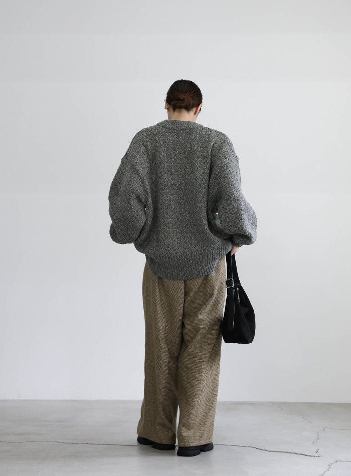 メランジヤーンクルーネックオーバーニット