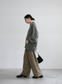 メランジヤーンクルーネックオーバーニット