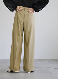 タックストレートパンツ