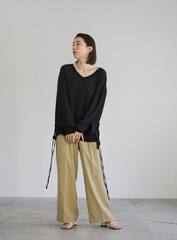 タックストレートパンツ