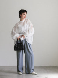 タックストレートパンツ