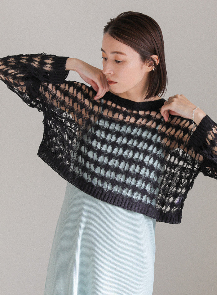 ショート丈メッシュニットトップス – SELECT MOCA