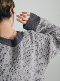 バイカラーバルキーショートニット【SALE】