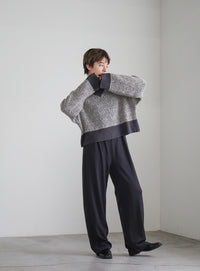 バイカラーバルキーショートニット【SALE】