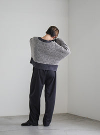 バイカラーバルキーショートニット【SALE】