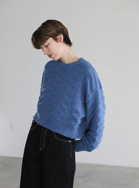 ウェーブデザインショートニット【SALE】