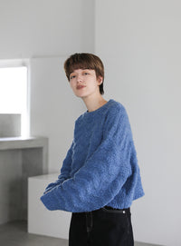 ウェーブデザインショートニット【SALE】