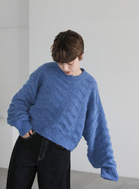 ウェーブデザインショートニット【SALE】