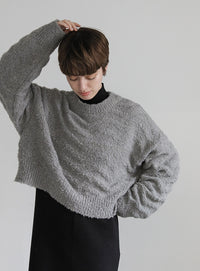ウェーブデザインショートニット【SALE】