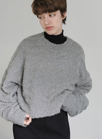 ウェーブデザインショートニット【SALE】