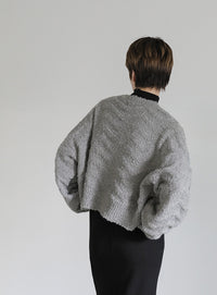 ウェーブデザインショートニット【SALE】