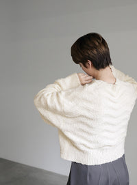 ウェーブデザインショートニット【SALE】