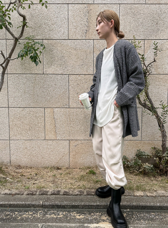 ノーカラーチェックオーバージャケット【official限定】