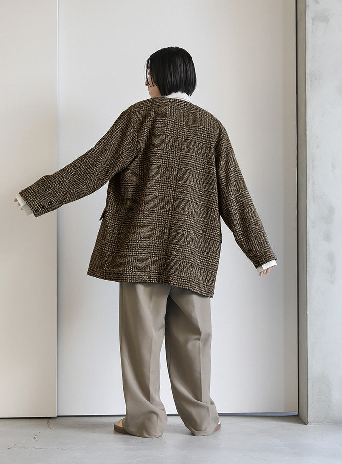 ノーカラーチェックオーバージャケット【official限定】