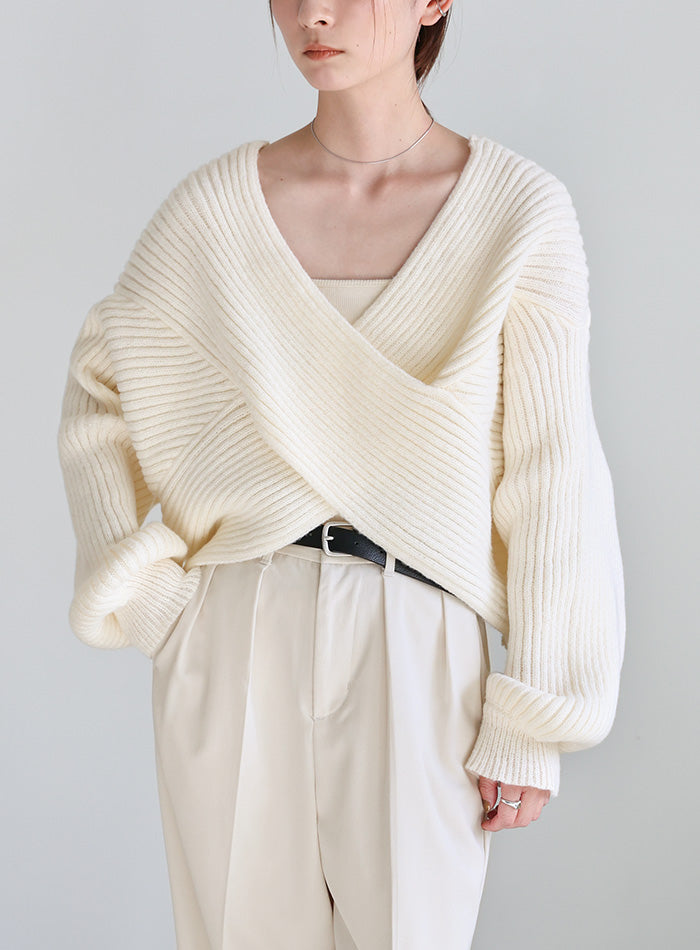 2WAYクロスデザインショートニット