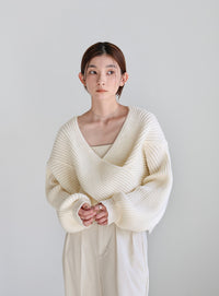 2WAYクロスデザインショートニット