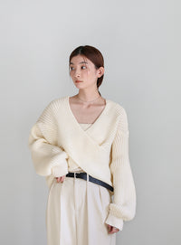 2WAYクロスデザインショートニット