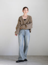 2WAYクロスデザインショートニット