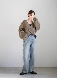 2WAYクロスデザインショートニット