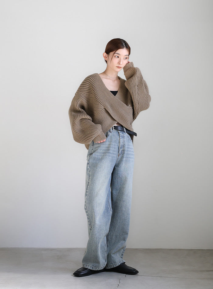 2WAYクロスデザインショートニット