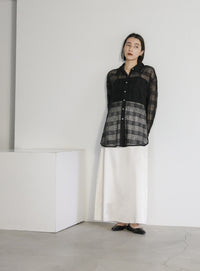 チェックレースオーバーシャツ