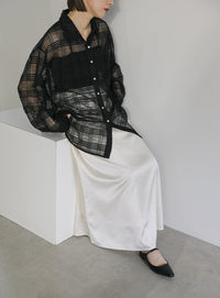 チェックレースオーバーシャツ