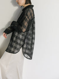 チェックレースオーバーシャツ