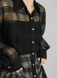 チェックレースオーバーシャツ