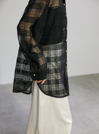 チェックレースオーバーシャツ